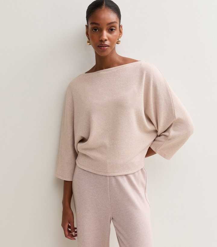Oatmeal Soft Touch Batwing Sleeve Top