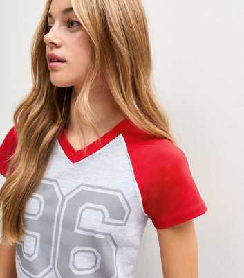 Girls Grey Cotton Rich 96 Short Sleeve Raglan T-Shirt