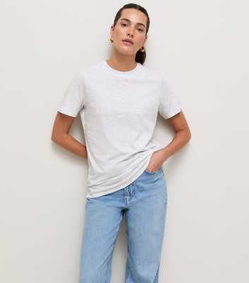 Light Grey Cotton Relaxed Crew Neck T-Shirt