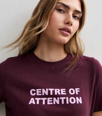 Dark Burgundy Cotton Centre of Attention T-Shirt