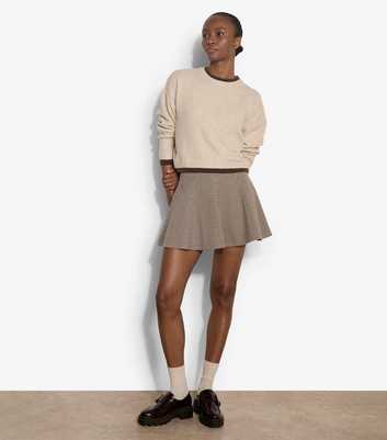 Apricot Stone Check Flared Mini Skirt