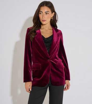 Gini London Dark Red Velour Blazer