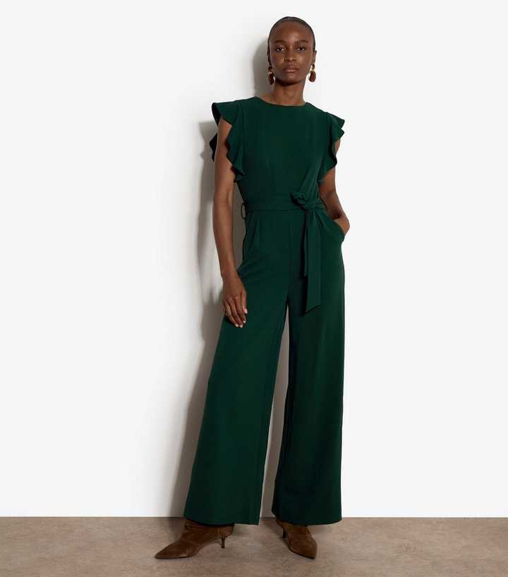 Apricot Green Ruffle Sleeve Jumpsuit