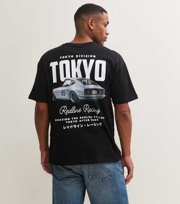 Black Cotton Tokyo Racing Graphic T-Shirt