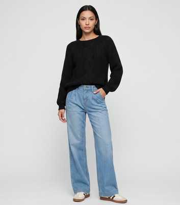 Gini London Black Cable Knit Oversized Jumper