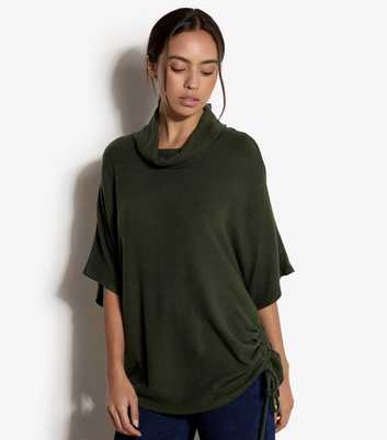 Apricot Dark Green Cowl Neck Soft Touch Knit Top