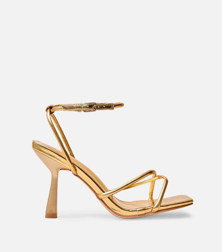 Public Desire Gold Faux Leather Stiletto Sandals