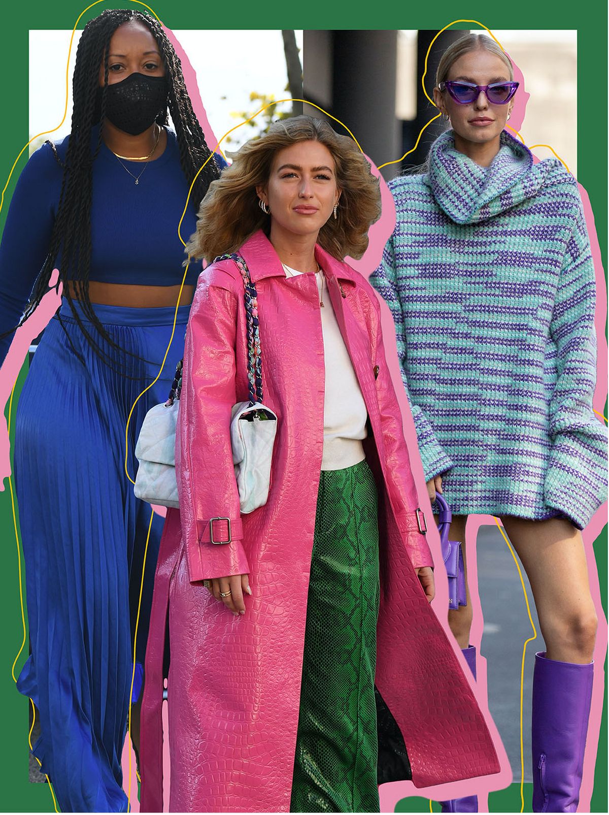 Women's electric colours winter clothing trends