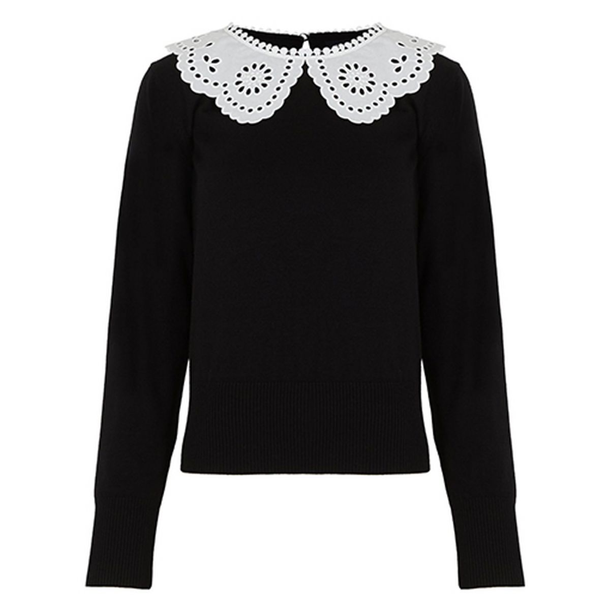 Black Broderie Collar Jumper