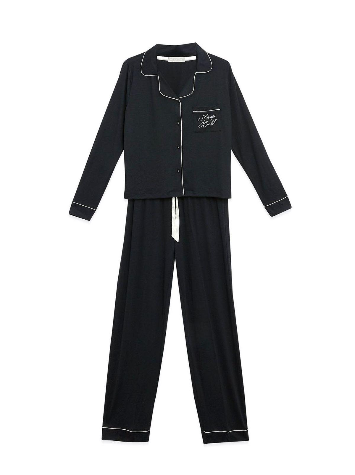 black logo sleep club wide leg trouser pyjama set