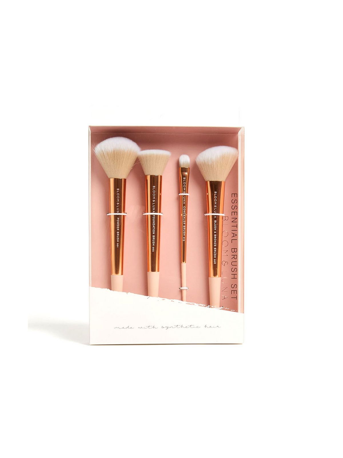 bloom & luna 4 pack rose gold essential brush set