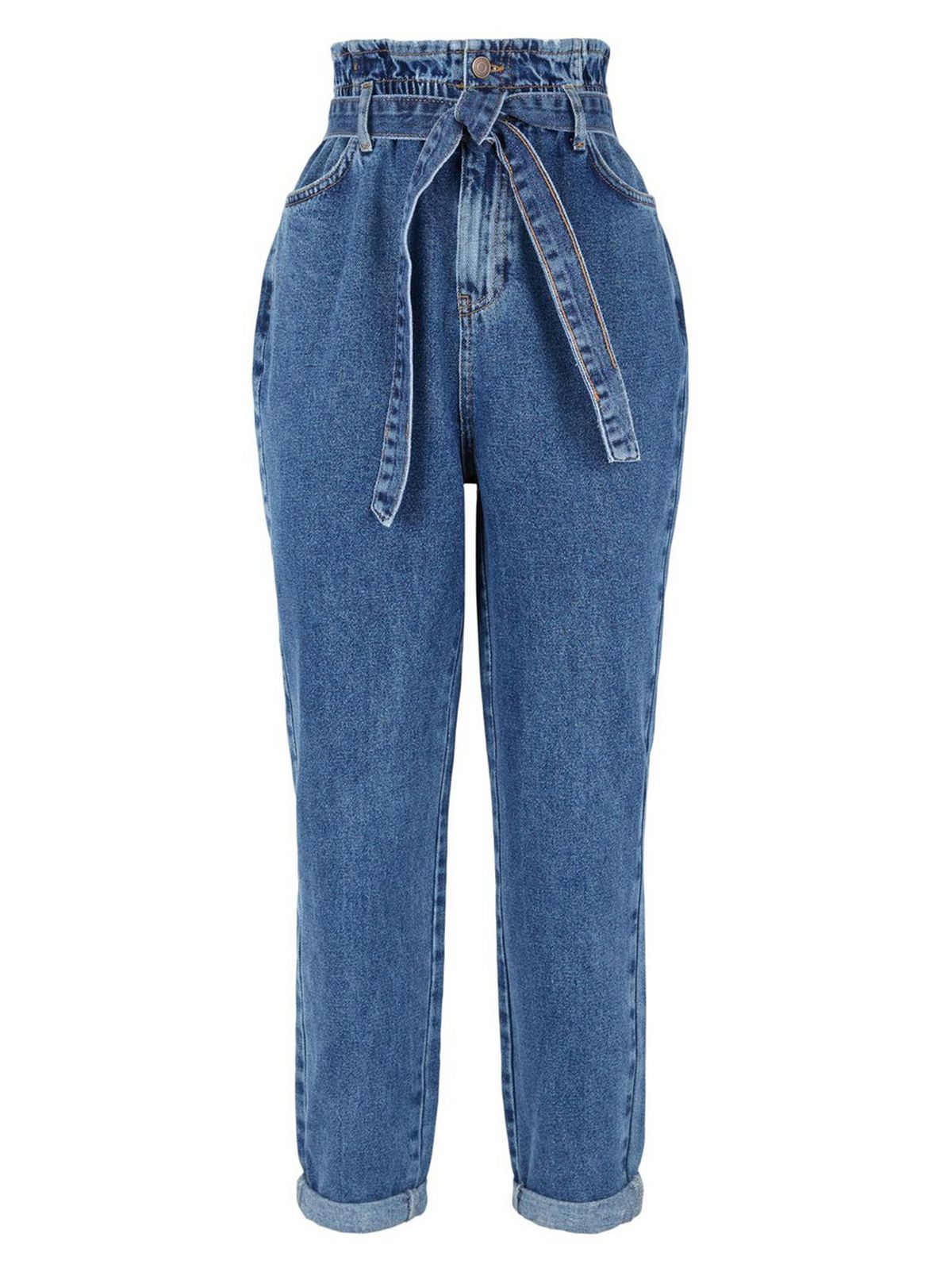 Blue Tie High Waist Tori Mom Jeans