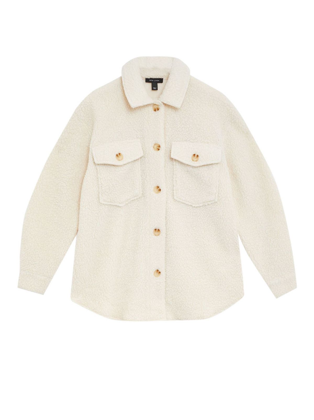 cream teddy button up shacket