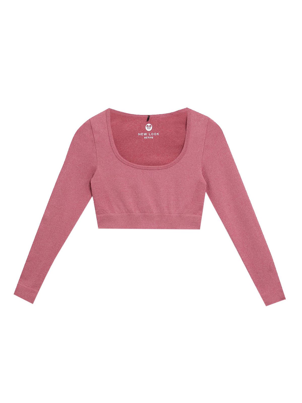 deep pink long sleeve scoop sports crop top