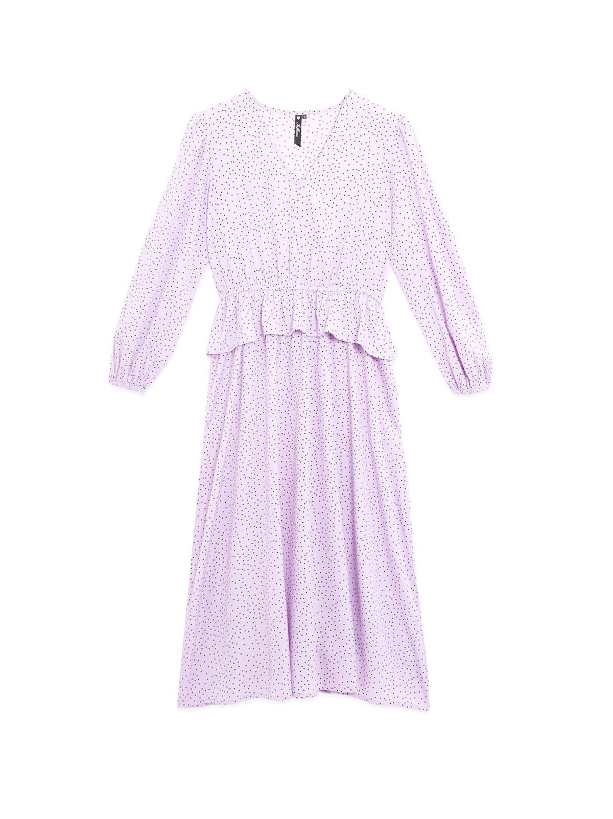 influence lilac spot frill midi dress