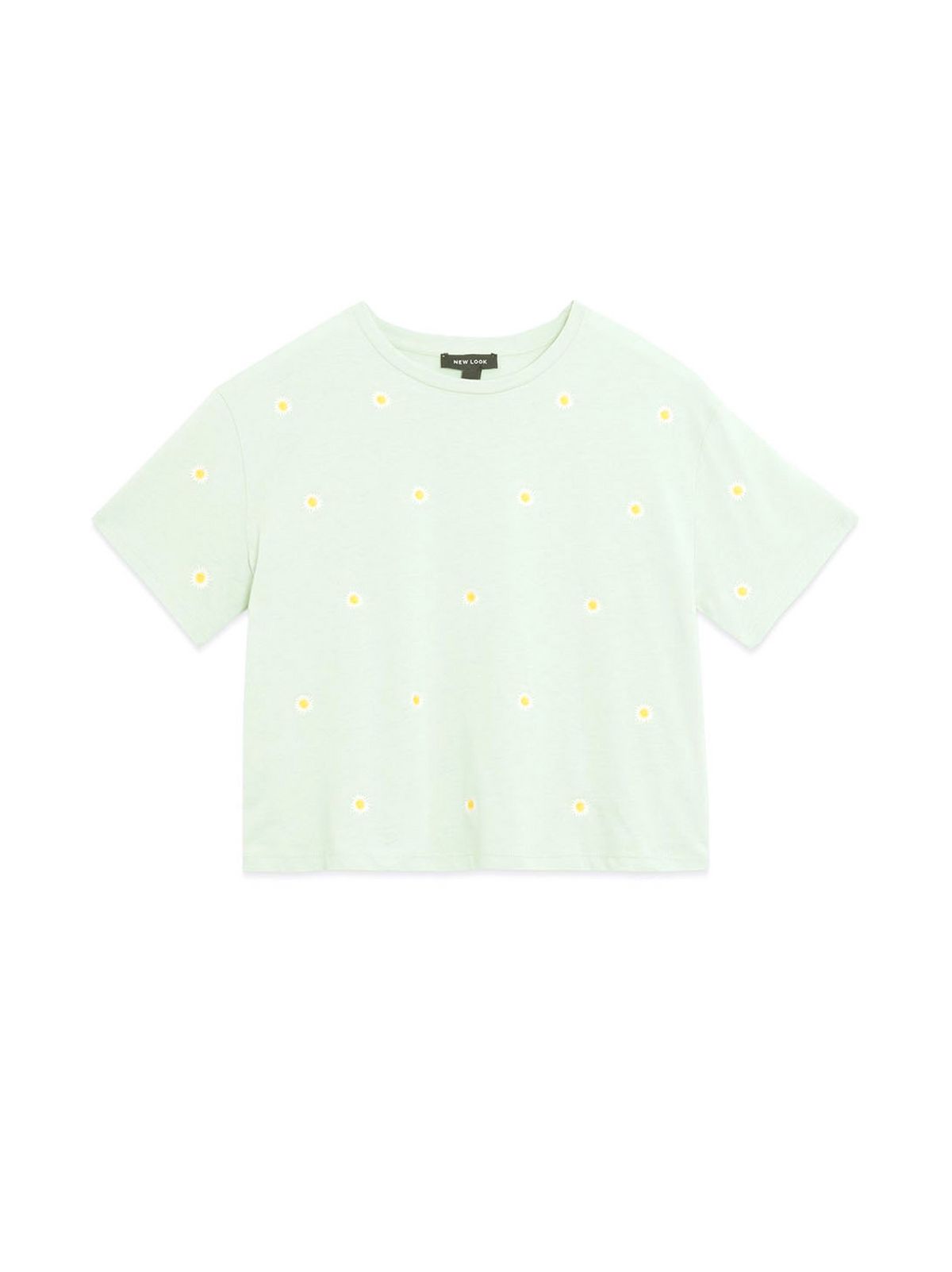 light green floral embroidered boxy t-shirt