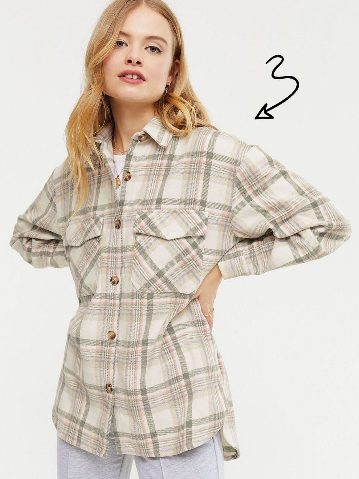 light grey check shacket