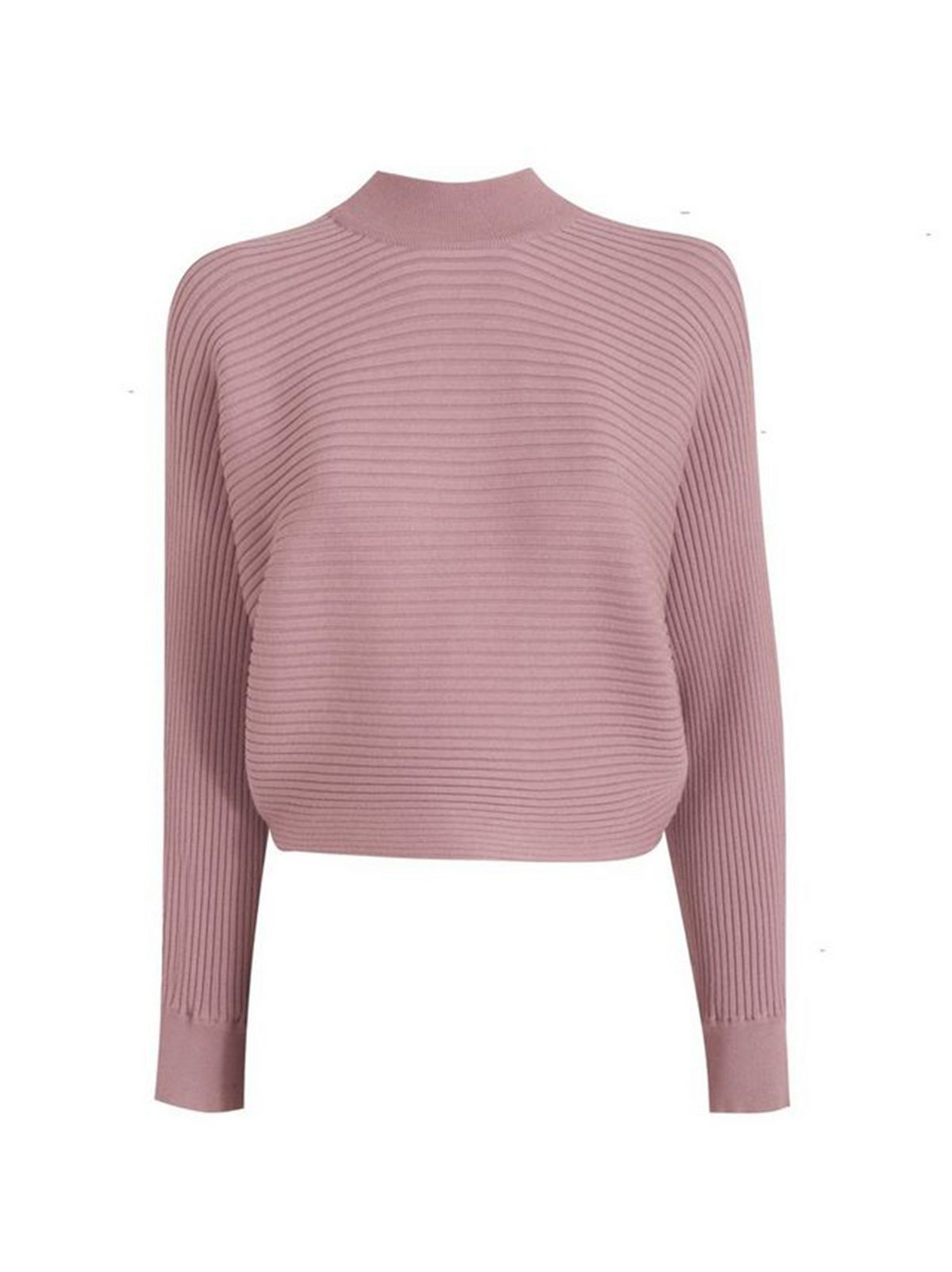 Mid Pink Ribbed High Neck Jumper