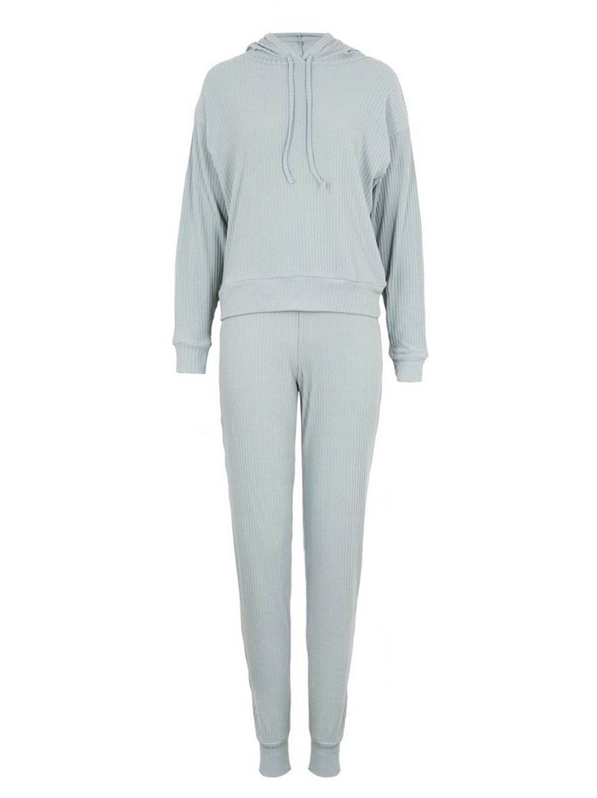 Mint Green Ribbed Hoodie and Jogger Set