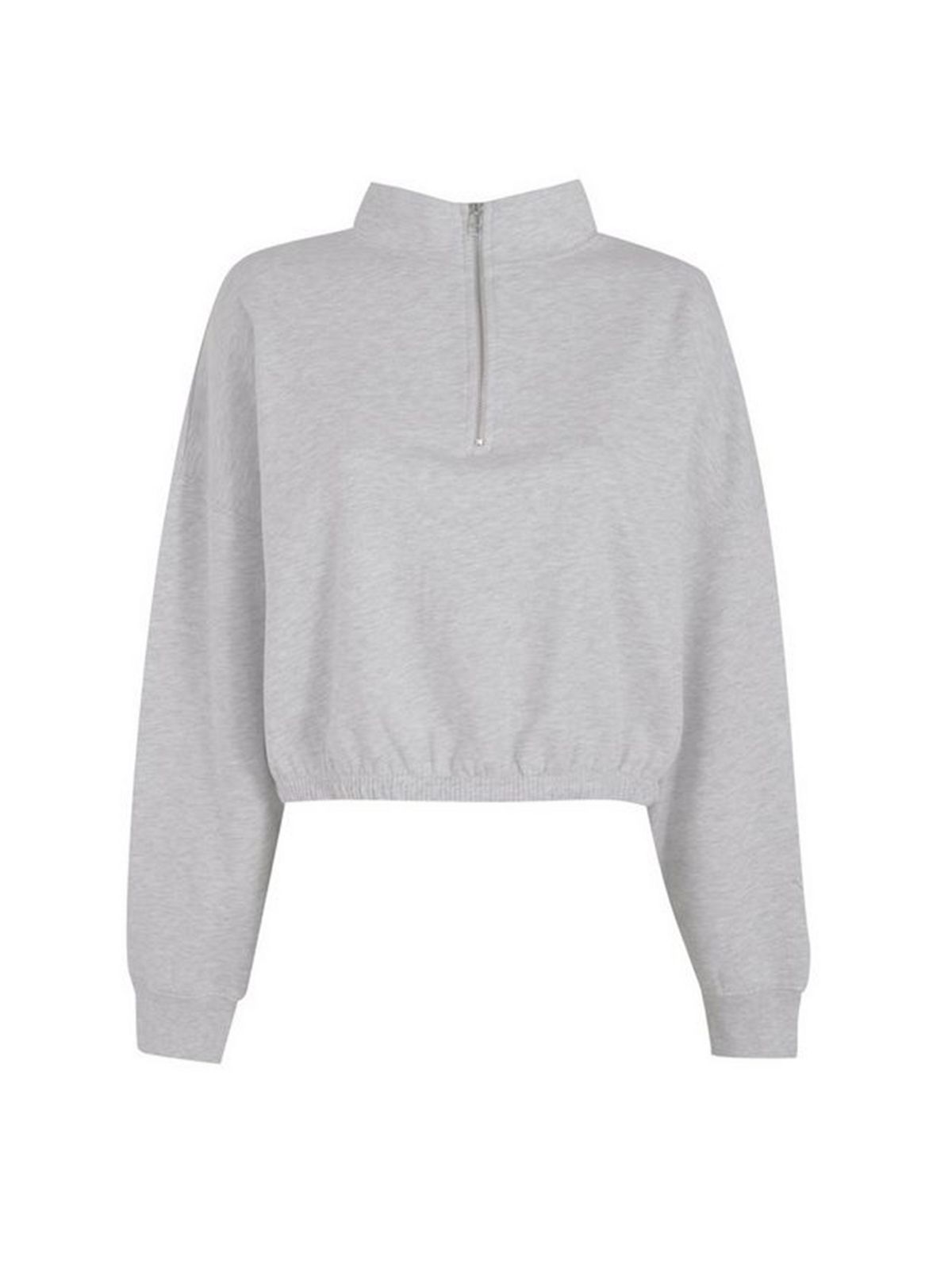 Pale Grey High Zip Neck Sweatshirt