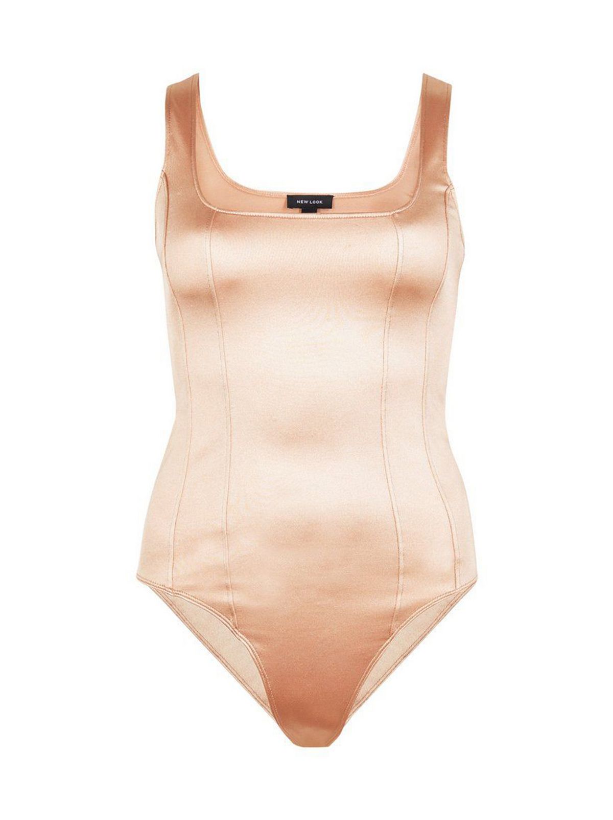 Pale Pink Satin Corset Seam Bodysuit