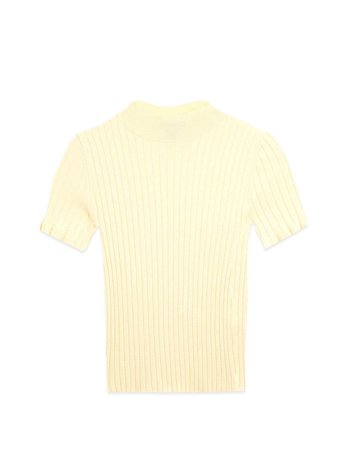 pale yellow ribbed knit high neck top