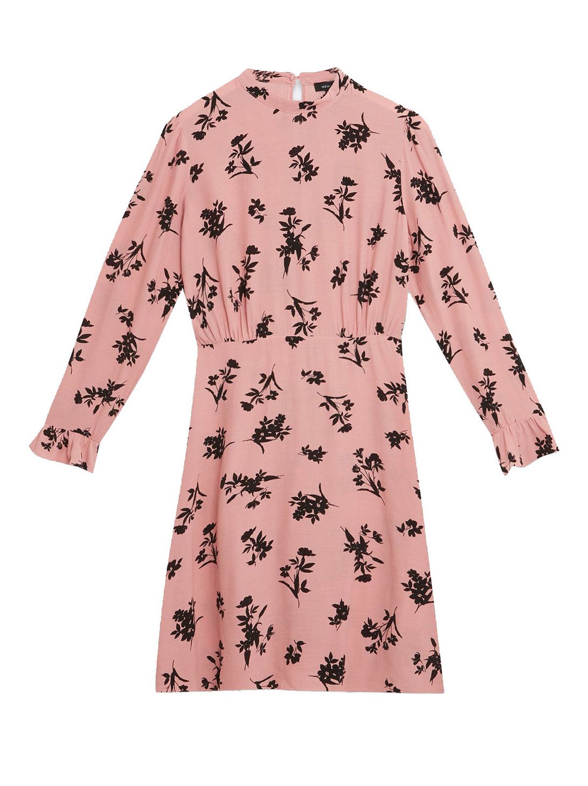 pink floral high neck mini dress