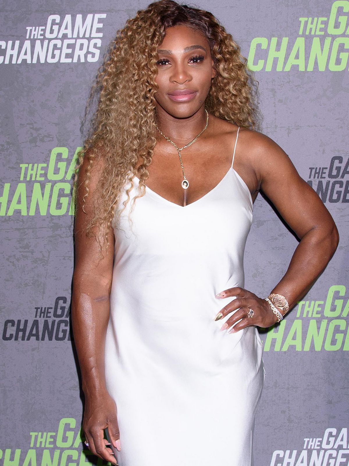 serena williams wears white slip dress