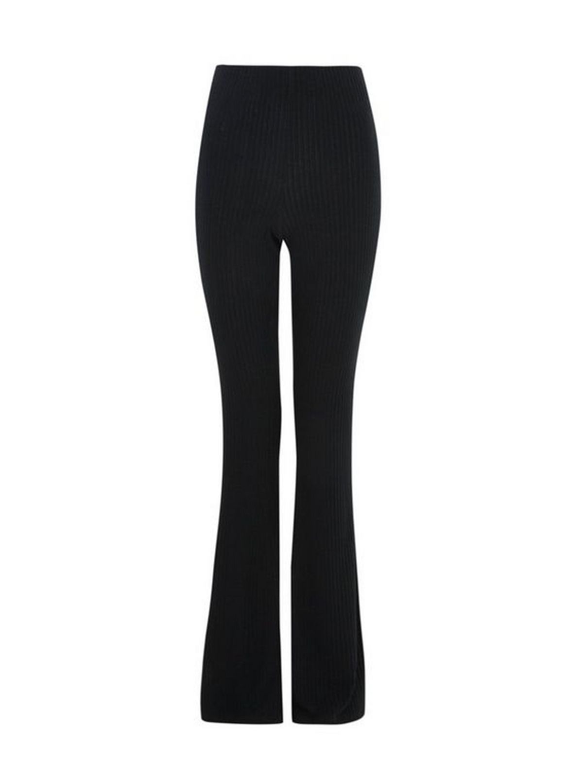 Tall Black Ribbed Flared Leggings