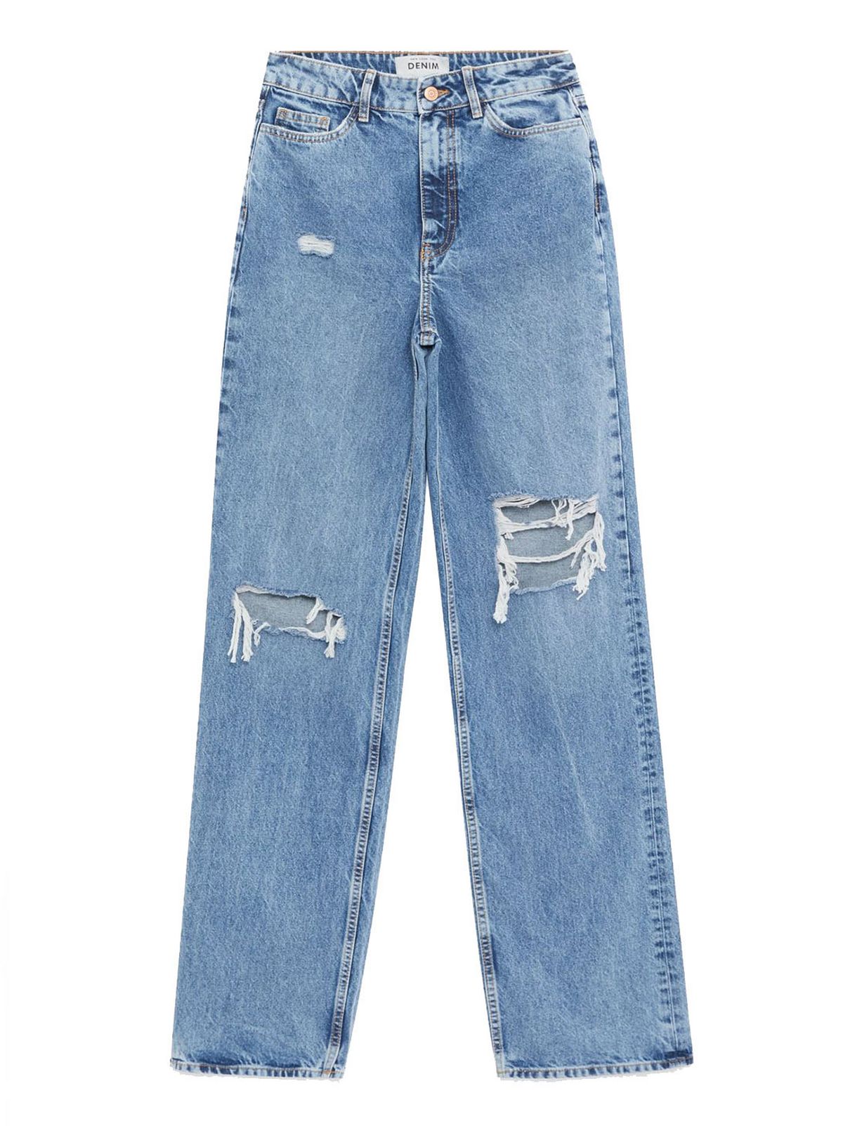 tall blue ripped baggy fit jeans