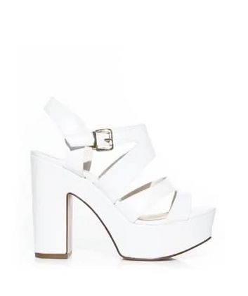 platform white block heels