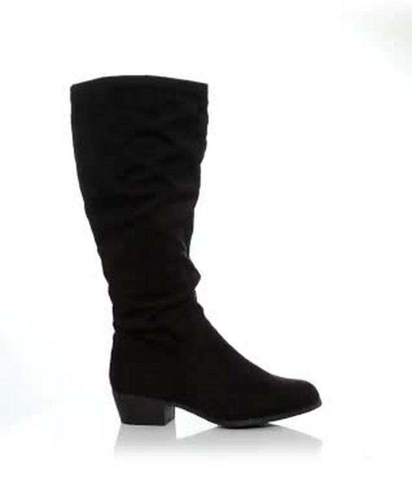 Wide Fit Kniehohe Wildlederimitat Stiefel Mit Weitem Schaft In Schwarz New Look