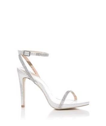 silver diamante high heel sandals