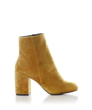 yellow velvet boots